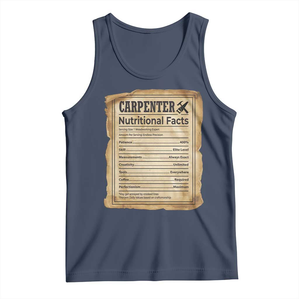 Woodworker Nutrition Label Tank Top Carpenter Nutritional Facts Graphic