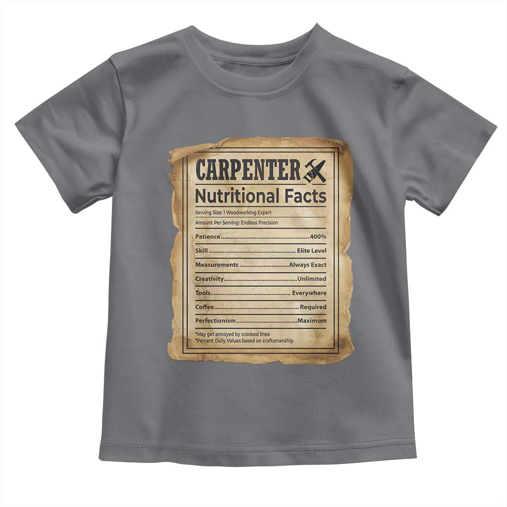 Woodworker Nutrition Label Toddler T Shirt Carpenter Nutritional Facts Graphic