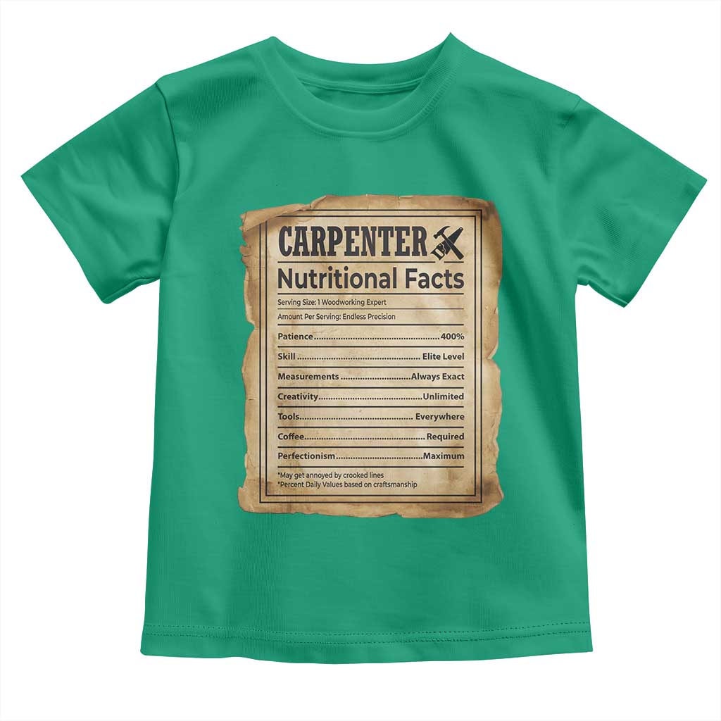 Woodworker Nutrition Label Toddler T Shirt Carpenter Nutritional Facts Graphic