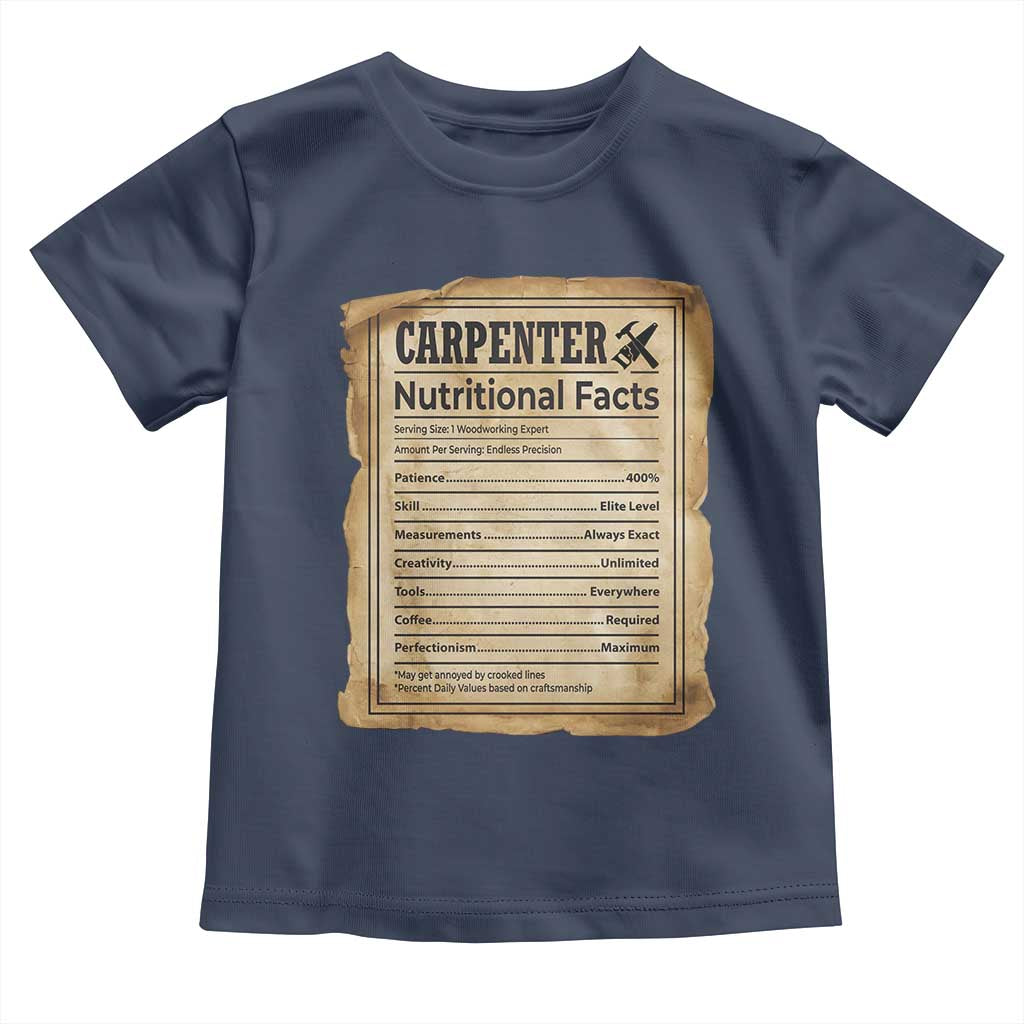 Woodworker Nutrition Label Toddler T Shirt Carpenter Nutritional Facts Graphic