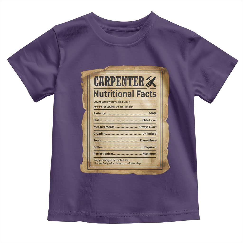 Woodworker Nutrition Label Toddler T Shirt Carpenter Nutritional Facts Graphic