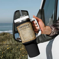 Woodworker Nutrition Label Tumbler With Handle Carpenter Nutritional Facts Graphic