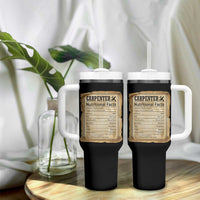 Woodworker Nutrition Label Tumbler With Handle Carpenter Nutritional Facts Graphic