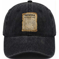 Woodworker Nutrition Label Washed Cotton Baseball Cap Carpenter Nutritional Facts Graphic