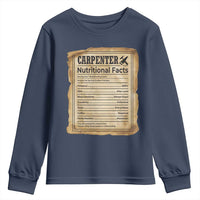 Woodworker Nutrition Label Youth Sweatshirt Carpenter Nutritional Facts Graphic