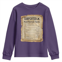 Woodworker Nutrition Label Youth Sweatshirt Carpenter Nutritional Facts Graphic