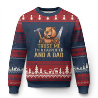 Funny Woodworking Beaver Ugly Christmas Sweater I Am A Carpenter And A Dad