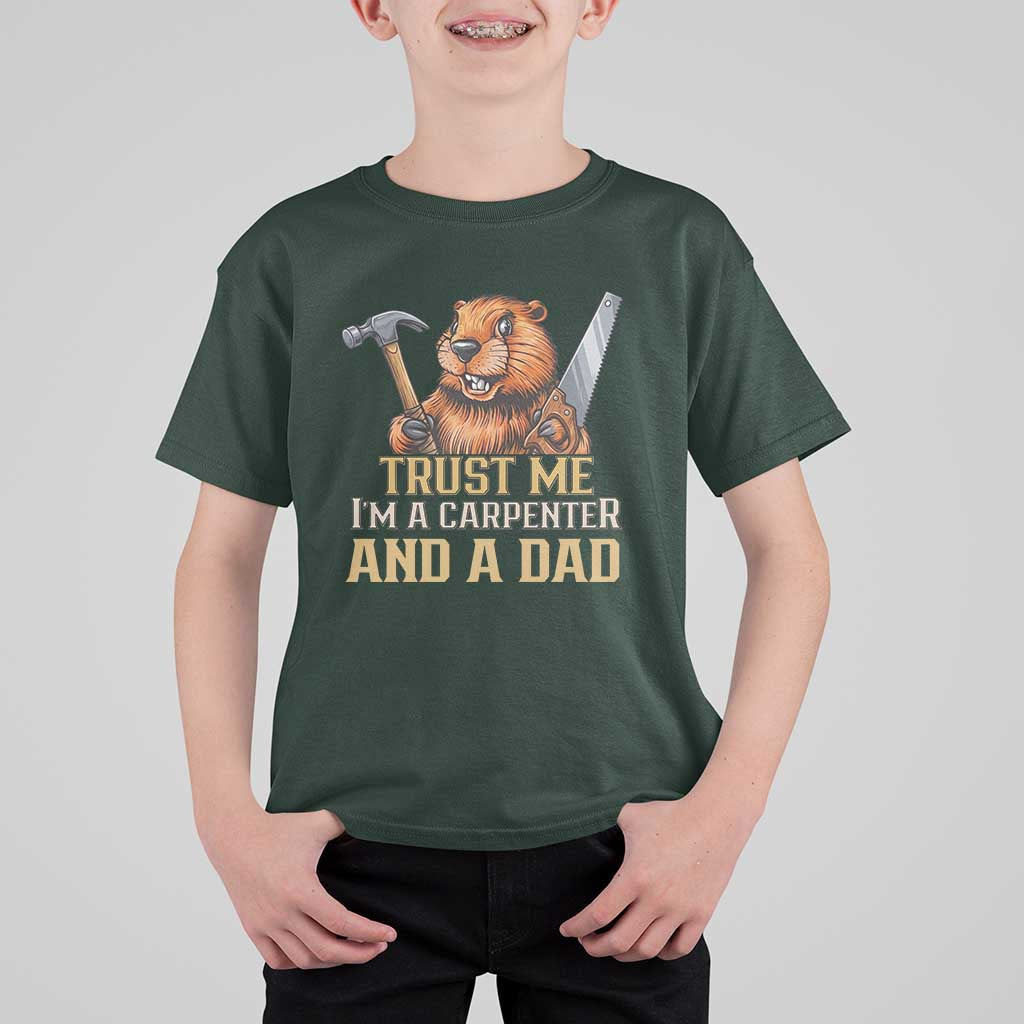 Funny Woodworking Beaver T Shirt For Kid I Am A Carpenter And A Dad