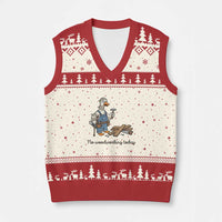 Funny Carpenter Duck V-Neck Knit Sweater Vest No Woodworking Today