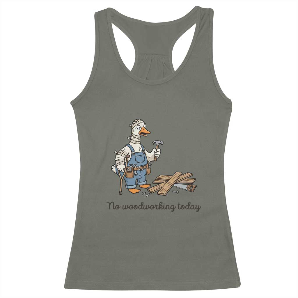 Funny Carpenter Duck Racerback Tank Top No Woodworking Today