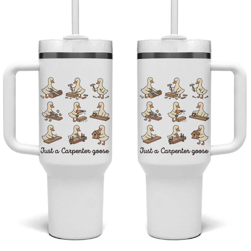 Funny Woodworker Graphic Tumbler With Handle Just A Carpenter Goose