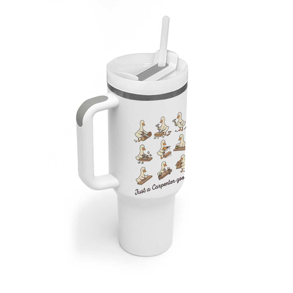 Funny Woodworker Graphic Tumbler With Handle Just A Carpenter Goose