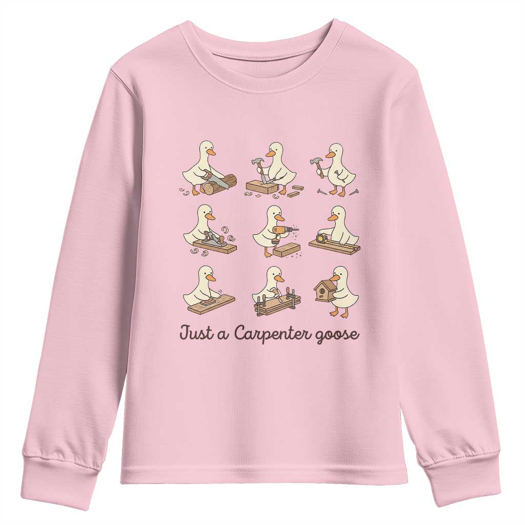 Funny Woodworker Graphic Youth Sweatshirt Just A Carpenter Goose