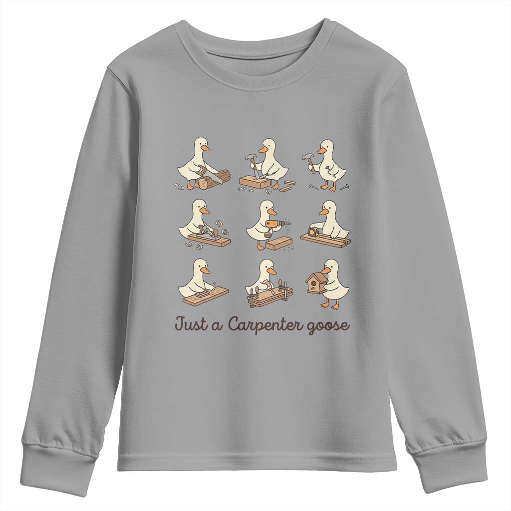 Funny Woodworker Graphic Youth Sweatshirt Just A Carpenter Goose