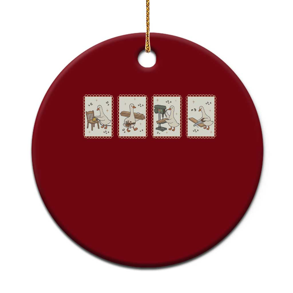 Silly Goose Carpenter Ceramic Ornament Funny Woodworker Dad Gift