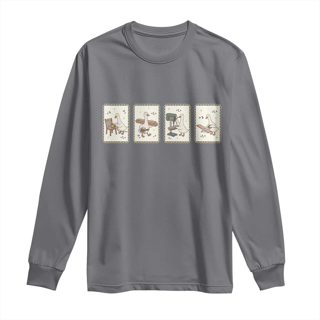 Silly Goose Carpenter Long Sleeve Shirt Funny Woodworker Dad Gift