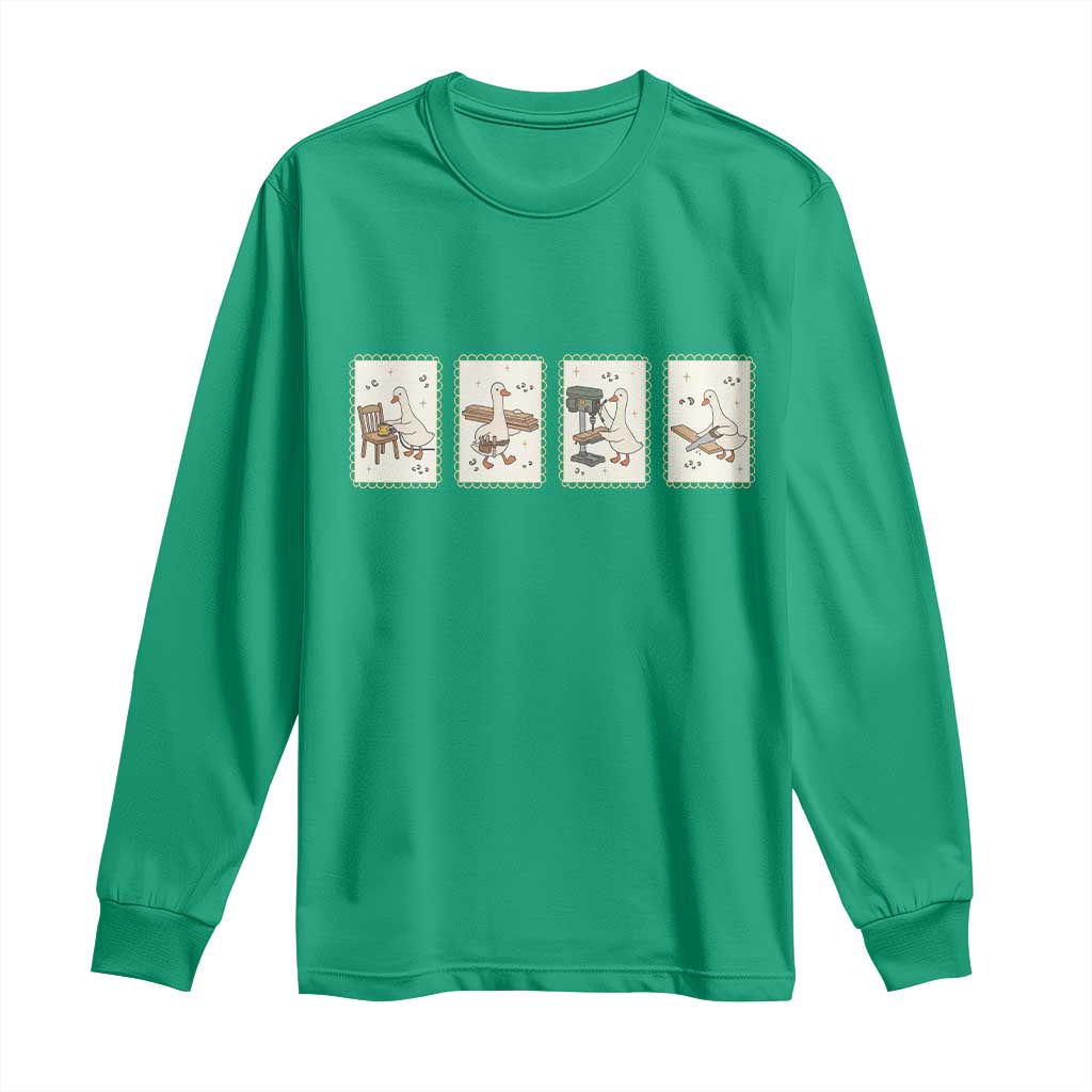 Silly Goose Carpenter Long Sleeve Shirt Funny Woodworker Dad Gift