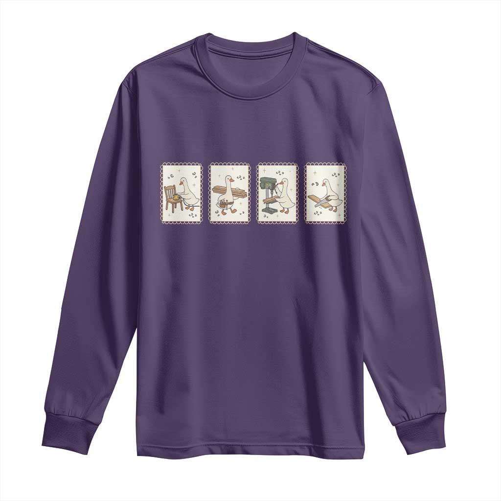 Silly Goose Carpenter Long Sleeve Shirt Funny Woodworker Dad Gift