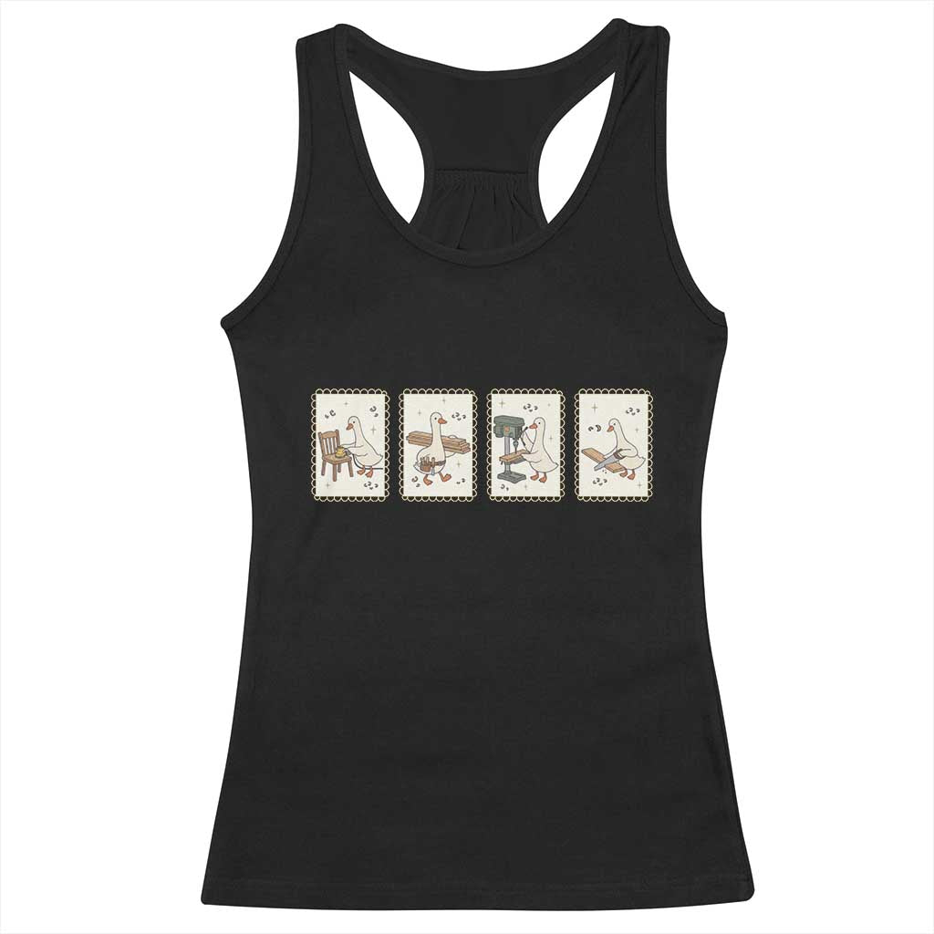 Silly Goose Carpenter Racerback Tank Top Funny Woodworker Dad Gift