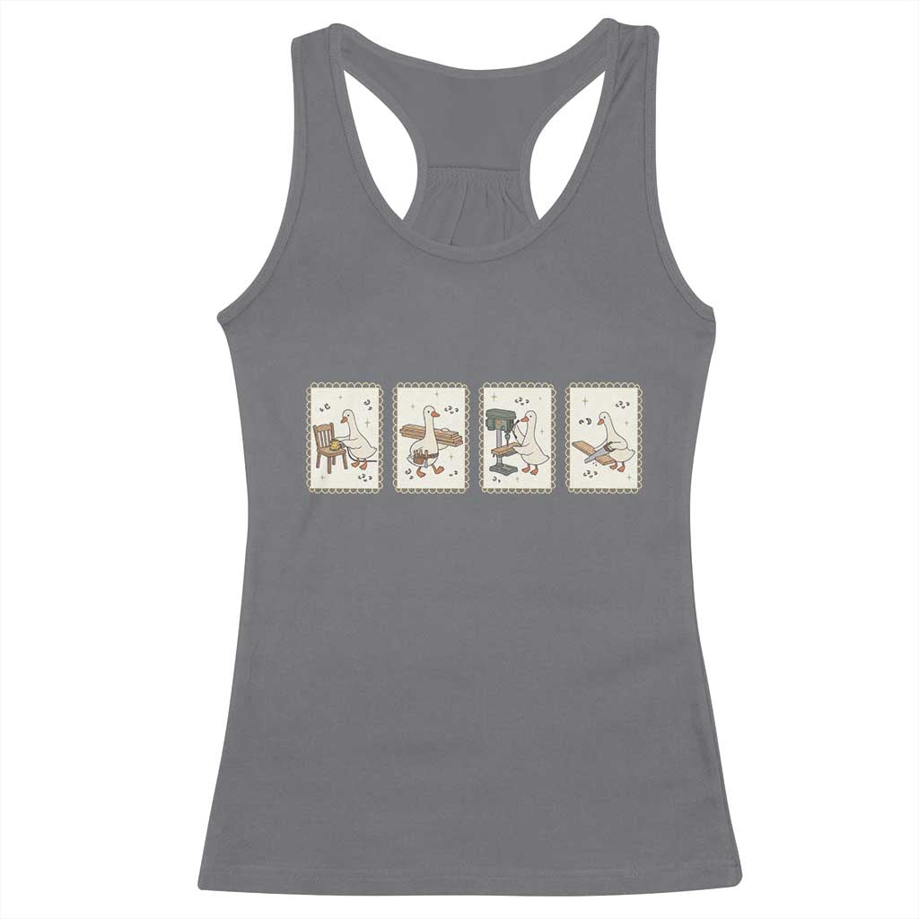 Silly Goose Carpenter Racerback Tank Top Funny Woodworker Dad Gift