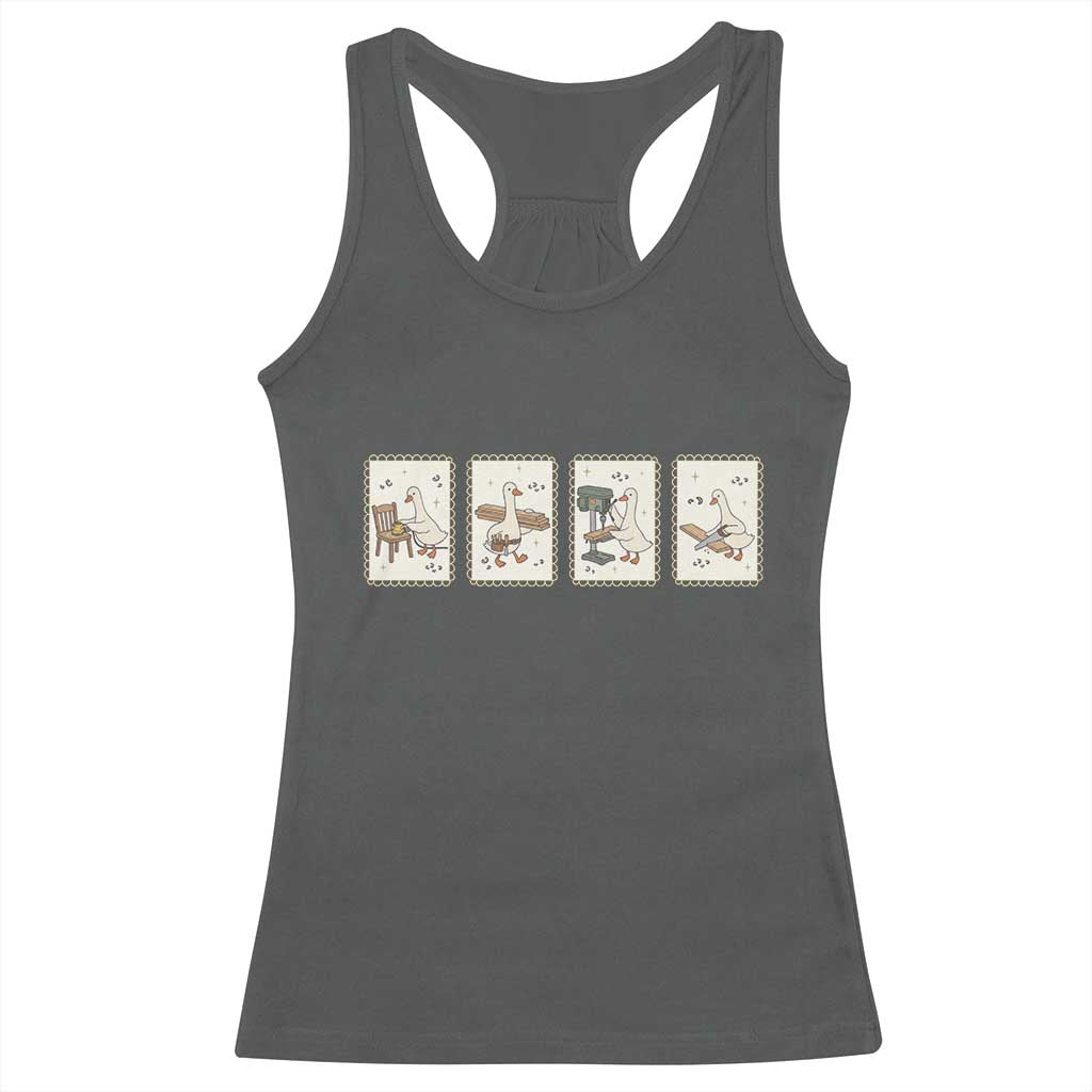 Silly Goose Carpenter Racerback Tank Top Funny Woodworker Dad Gift