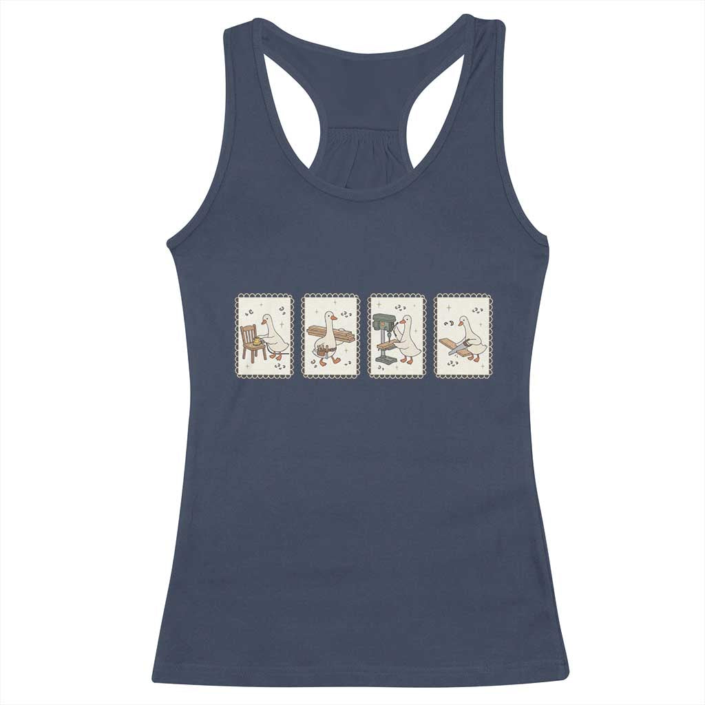 Silly Goose Carpenter Racerback Tank Top Funny Woodworker Dad Gift