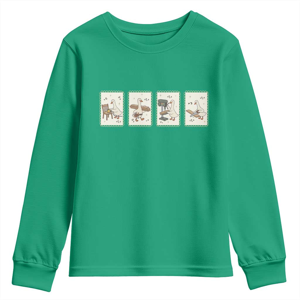 Silly Goose Carpenter Youth Sweatshirt Funny Woodworker Dad Gift