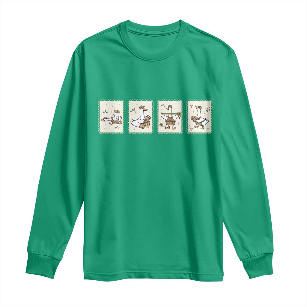 Silly Goose Builder Long Sleeve Shirt Funny Woodworker Dad Gift