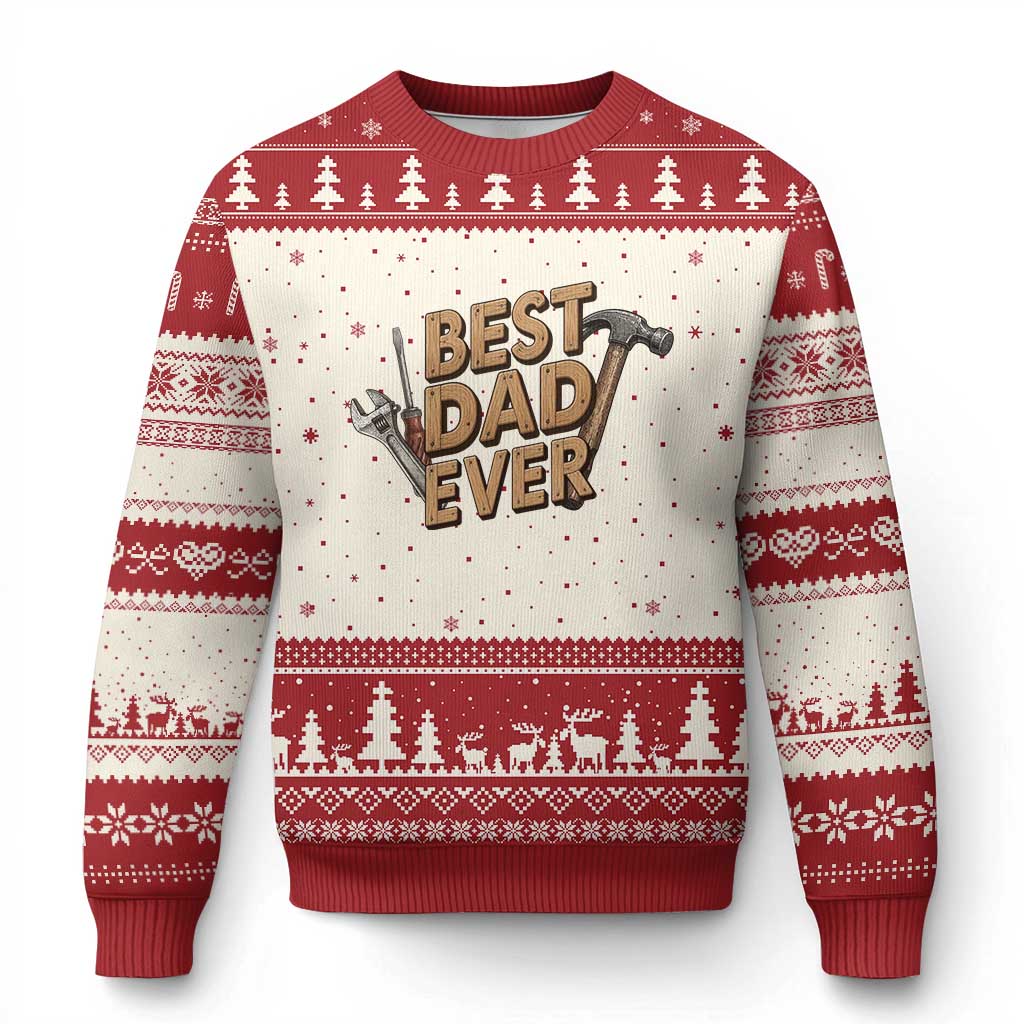 Funny Woodworking Dad Gift Ugly Christmas Sweater Best Dad Ever