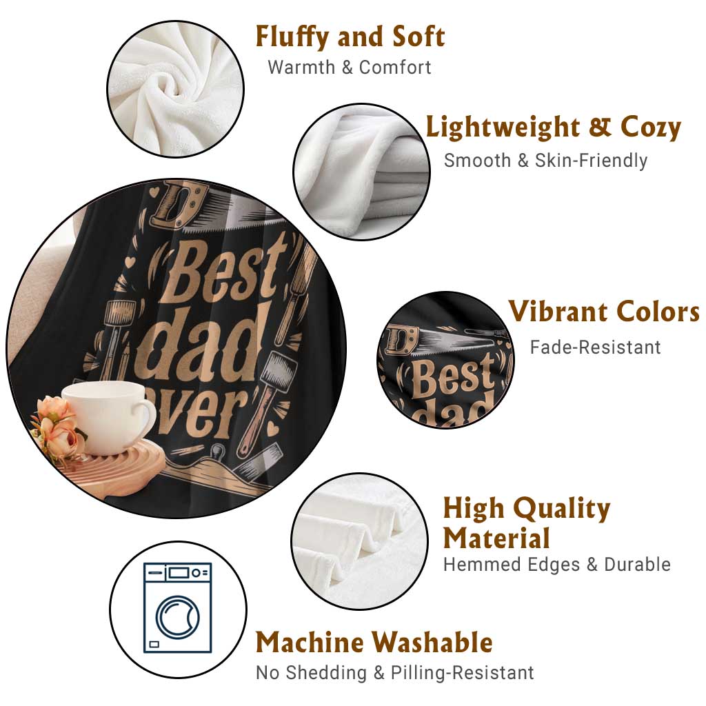 Woodworking Fathers Day Gift Throw Blanket Best Dad Ever