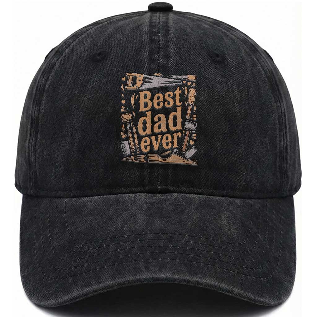Woodworking Fathers Day Gift Washed Cotton Baseball Cap Best Dad Ever