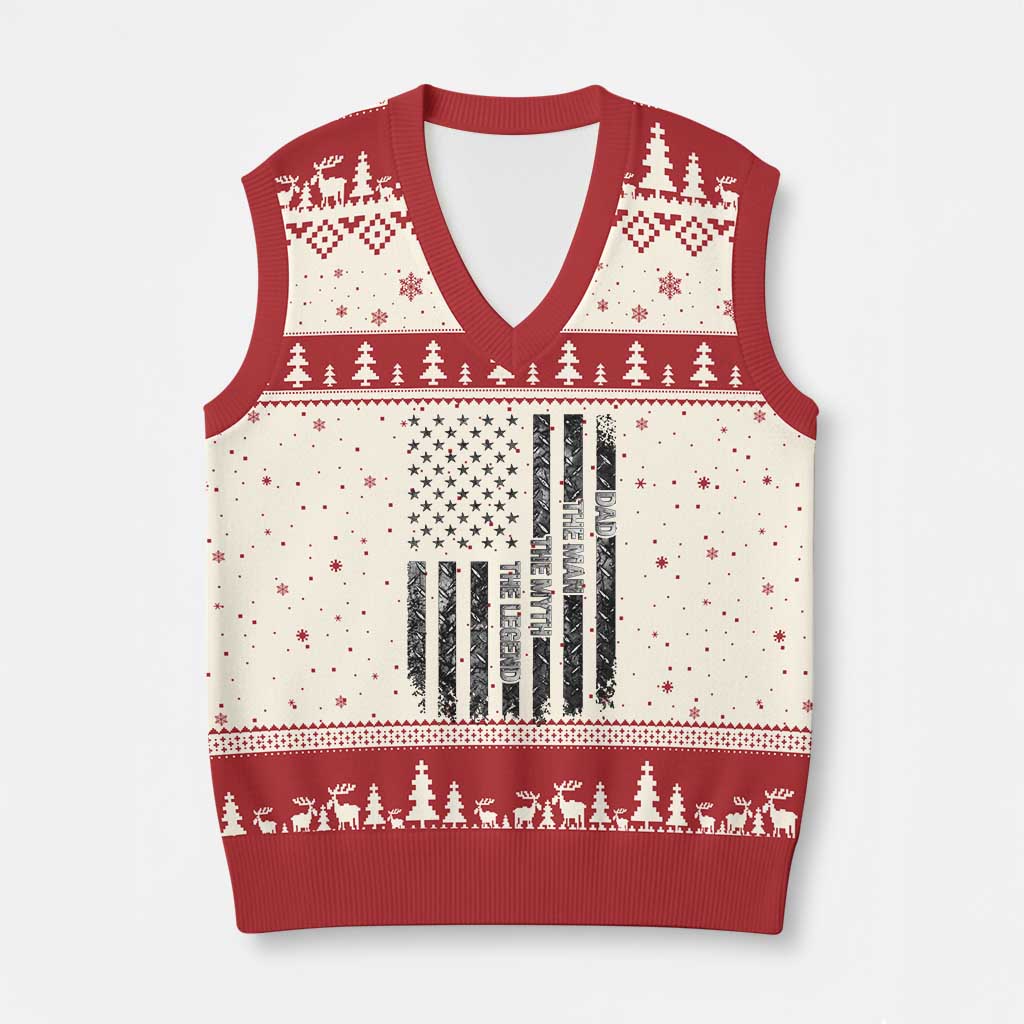 Dad The Man The Myth The Legend V-Neck Knit Sweater Vest Proud American Welder Gift