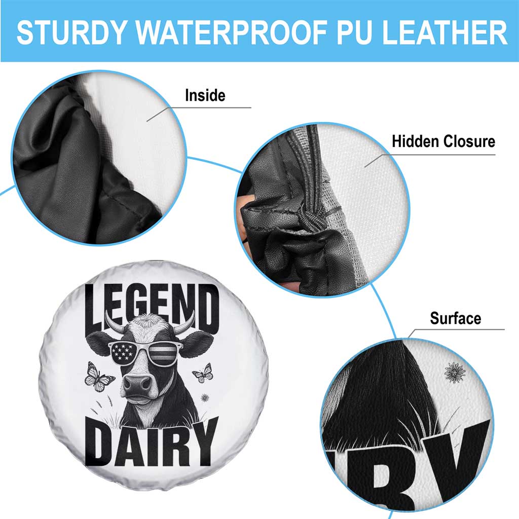 Legend Dairy Spare Tire Cover Funny Farmer Milk Joke Cow - Wonder Print Shop