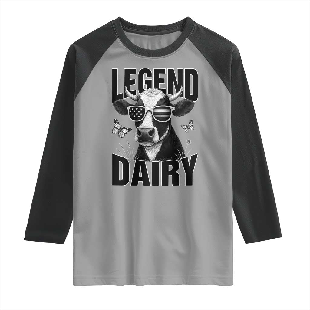 Legend Dairy Raglan Shirt Funny Farmer Milk Joke Cow - Wonder Print Shop