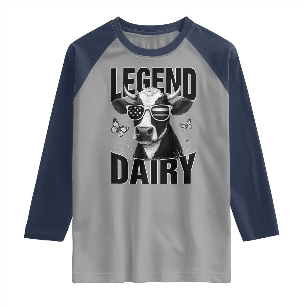 Legend Dairy Raglan Shirt Funny Farmer Milk Joke Cow - Wonder Print Shop