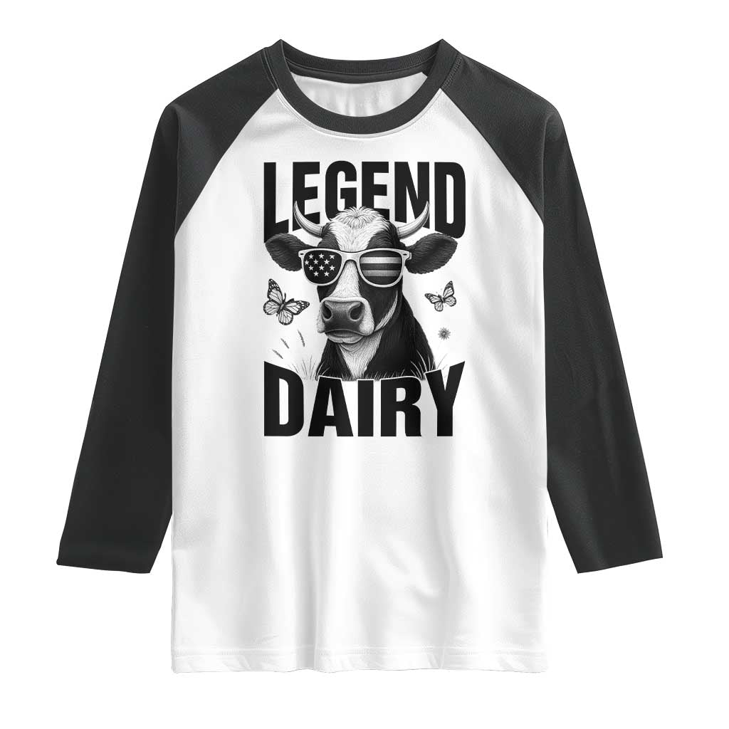 Legend Dairy Raglan Shirt Funny Farmer Milk Joke Cow - Wonder Print Shop