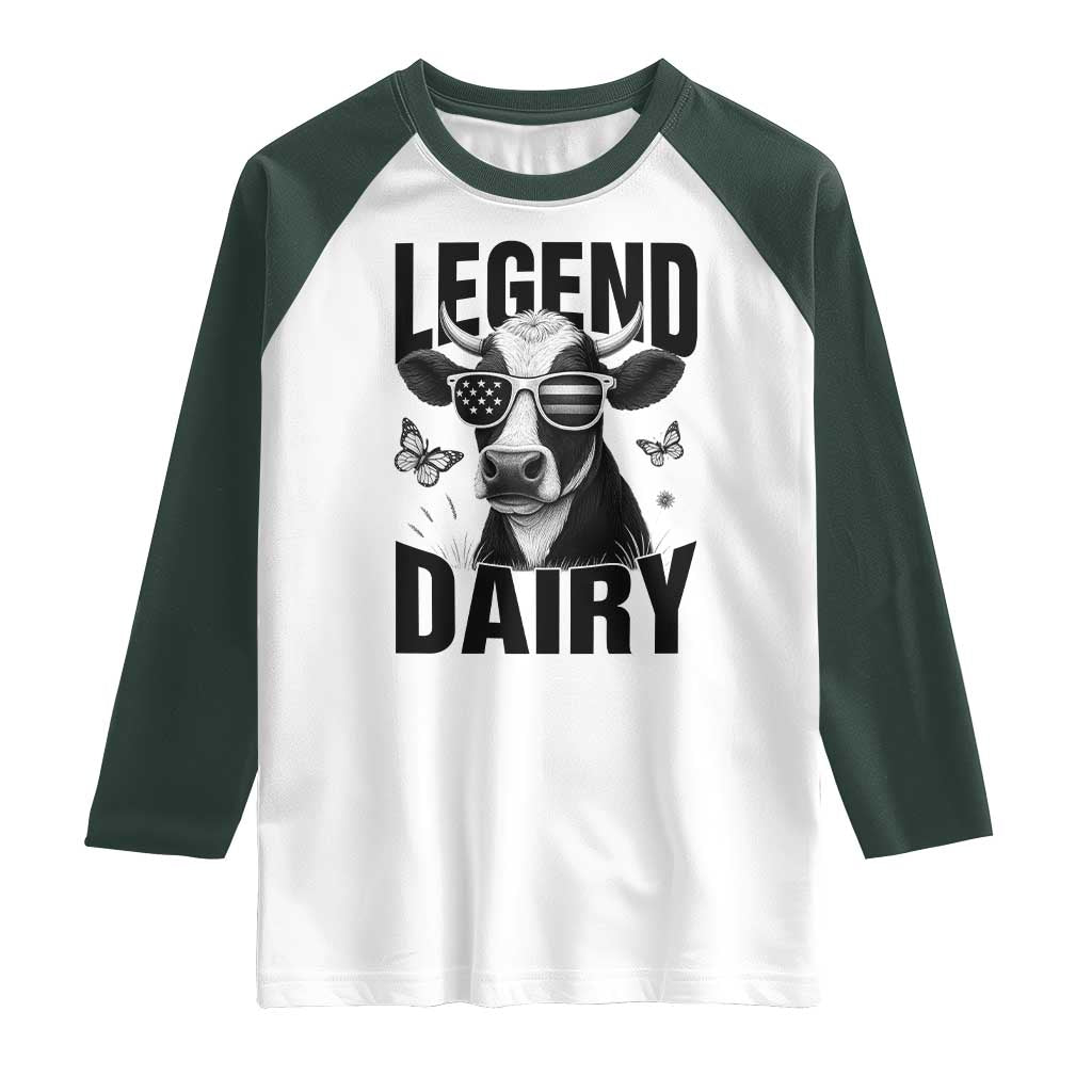 Legend Dairy Raglan Shirt Funny Farmer Milk Joke Cow - Wonder Print Shop