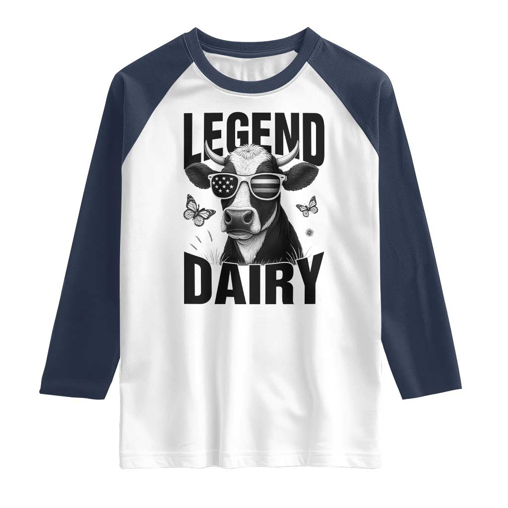 Legend Dairy Raglan Shirt Funny Farmer Milk Joke Cow - Wonder Print Shop