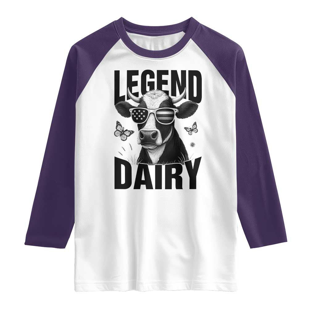 Legend Dairy Raglan Shirt Funny Farmer Milk Joke Cow - Wonder Print Shop