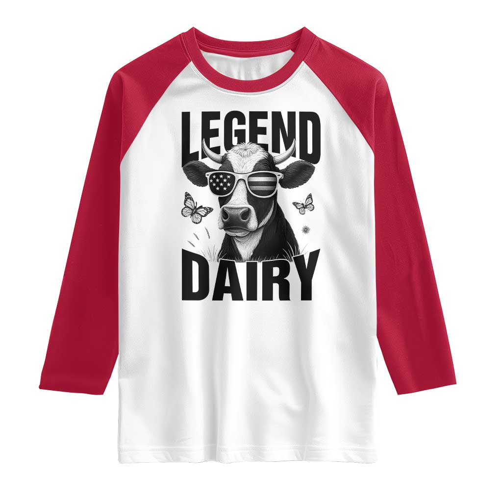 Legend Dairy Raglan Shirt Funny Farmer Milk Joke Cow - Wonder Print Shop