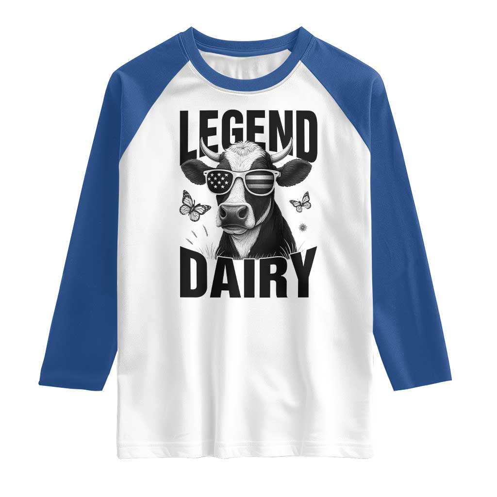 Legend Dairy Raglan Shirt Funny Farmer Milk Joke Cow - Wonder Print Shop
