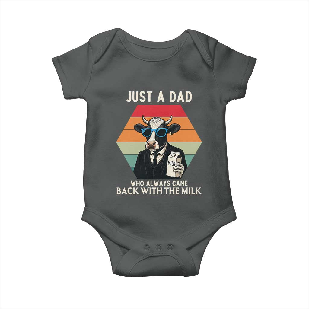 Just A Dad Who Always Came Back With The Milk Baby Onesie Funny Cow Father's Day - Wonder Print Shop