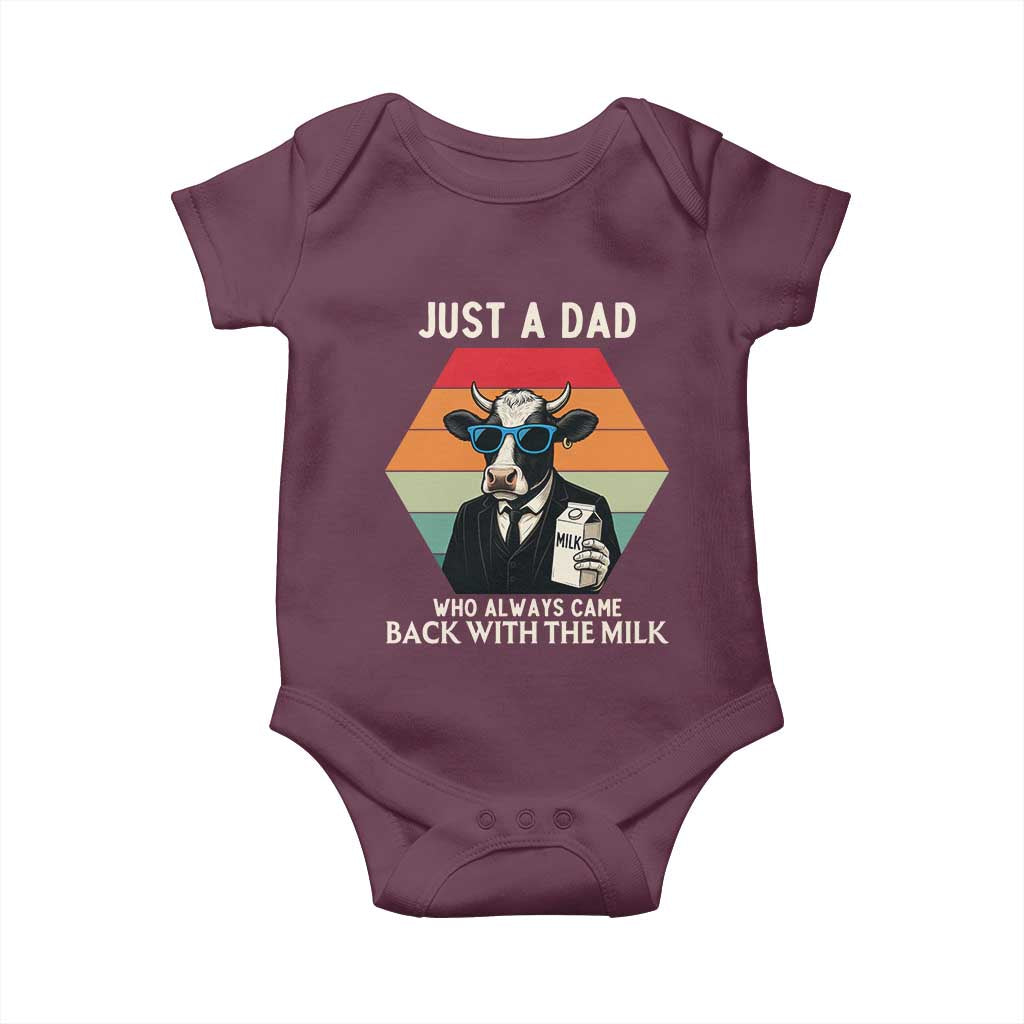 Just A Dad Who Always Came Back With The Milk Baby Onesie Funny Cow Father's Day - Wonder Print Shop