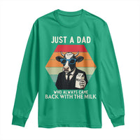Just A Dad Who Always Came Back With The Milk Long Sleeve Shirt Funny Cow Father's Day - Wonder Print Shop