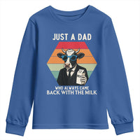 Just A Dad Who Always Came Back With The Milk Youth Sweatshirt Funny Cow Father's Day - Wonder Print Shop