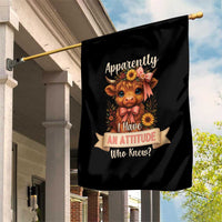 Apparently I Have An Attitude Who Knew Garden Flag Funny Sarcasm Highland Cow - Wonder Print Shop