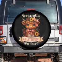 Apparently I Have An Attitude Who Knew Spare Tire Cover Funny Sarcasm Highland Cow - Wonder Print Shop