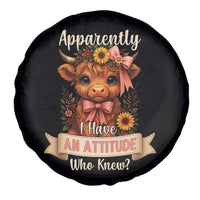 Apparently I Have An Attitude Who Knew Spare Tire Cover Funny Sarcasm Highland Cow - Wonder Print Shop
