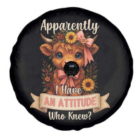 Apparently I Have An Attitude Who Knew Spare Tire Cover Funny Sarcasm Highland Cow - Wonder Print Shop