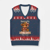 Apparently I Have An Attitude Who Knew V-Neck Knit Sweater Vest Funny Sarcasm Highland Cow - Wonder Print Shop